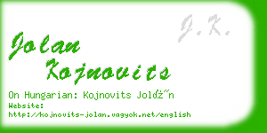 jolan kojnovits business card